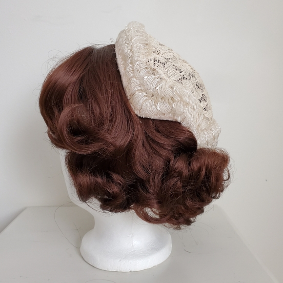 50s Vintage Floral Lace Fascinator Hat - Picture 6 of 14